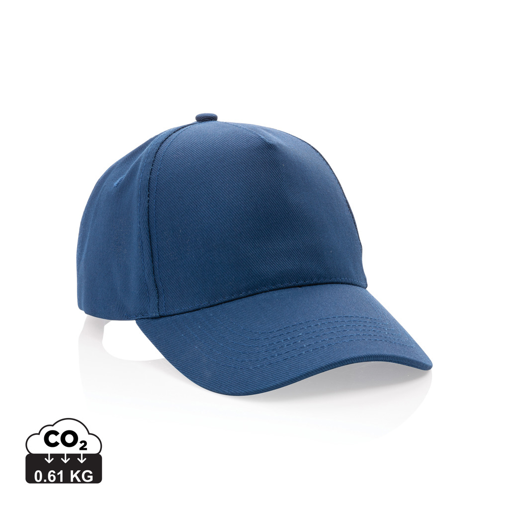 Casquette coton recyclé 280 g publicitaire 5 pans Impact Bleu marine